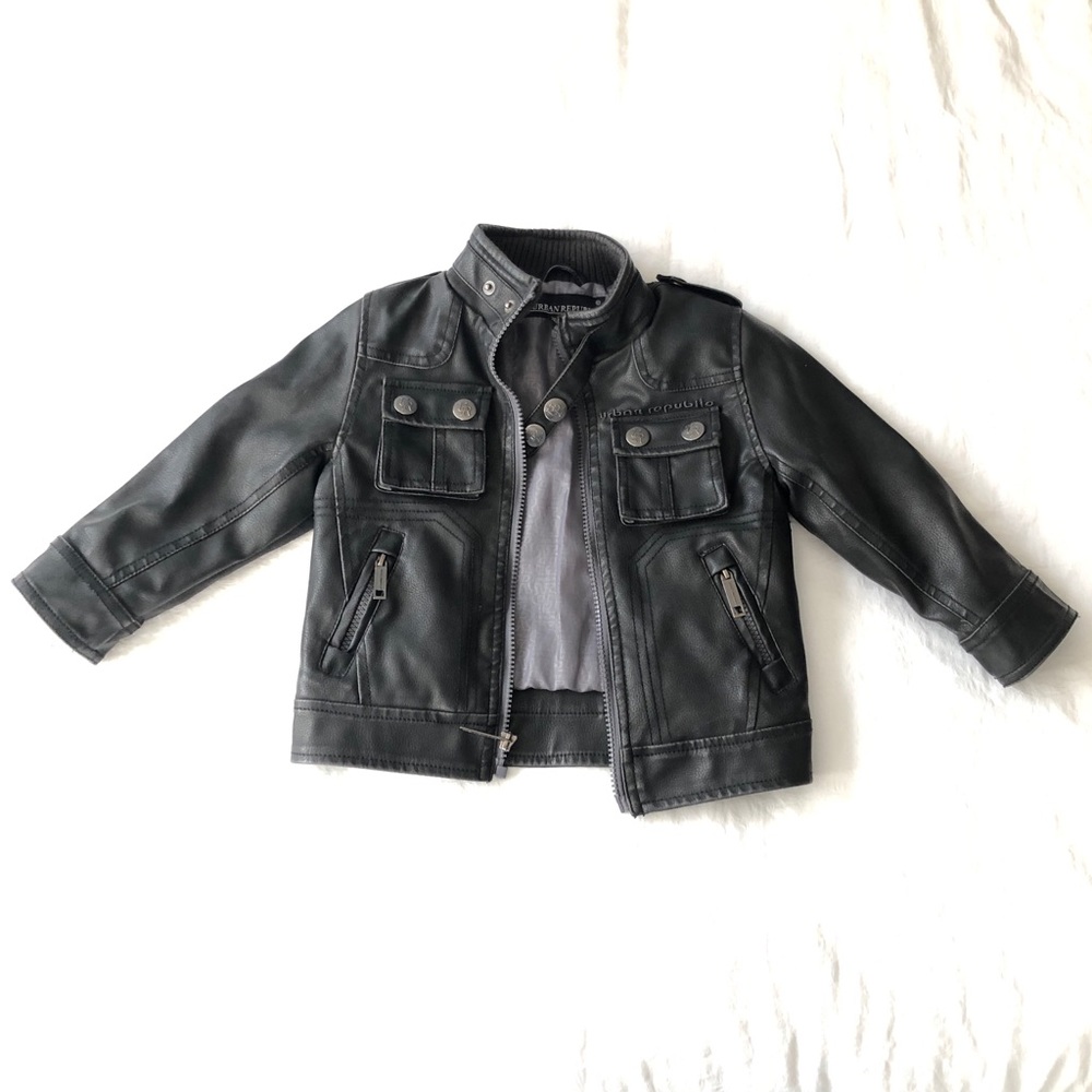 Urban Republic Black Faux Leather Kids Jacket 3T